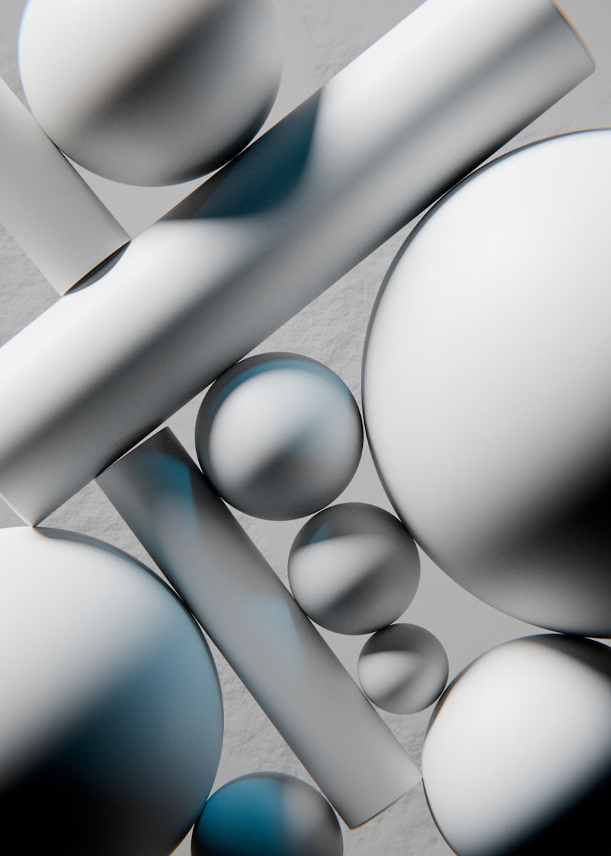 White geometric shapes create a minimalist composition.